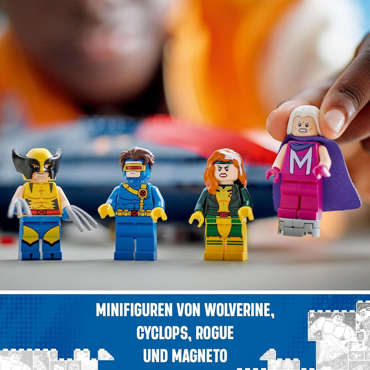 LEGO Marvel X-Jet The X-Men, model de avion de construit cu figuri, inclusiv Wolverine și Rogue, jucărie cu supereroi pentru copii, cadou pentru băieți și fete de la 8 ani 76281
