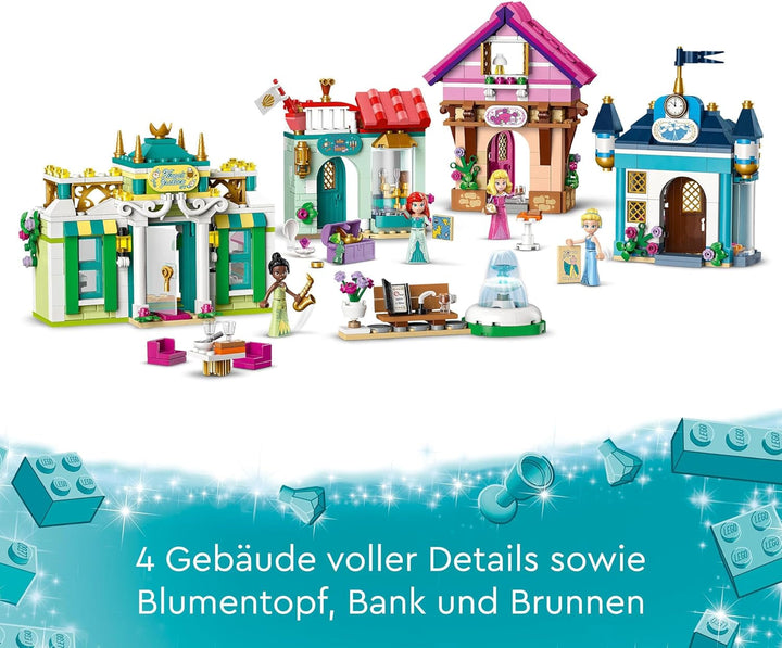 LEGO Disney Princess: Disney Princess Adventure Market, casă de jucărie cu 4 păpuși, inclusiv Cenușăreasa și Ariel, Playset cu harta comorii, cadou pentru fete și băieți de la 6 ani 43246