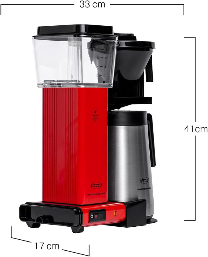Moccamaster KBGT Thermos, Ulcior termos pentru filtru de cafea, filtru de cafea, Roșu, 1,25 litri