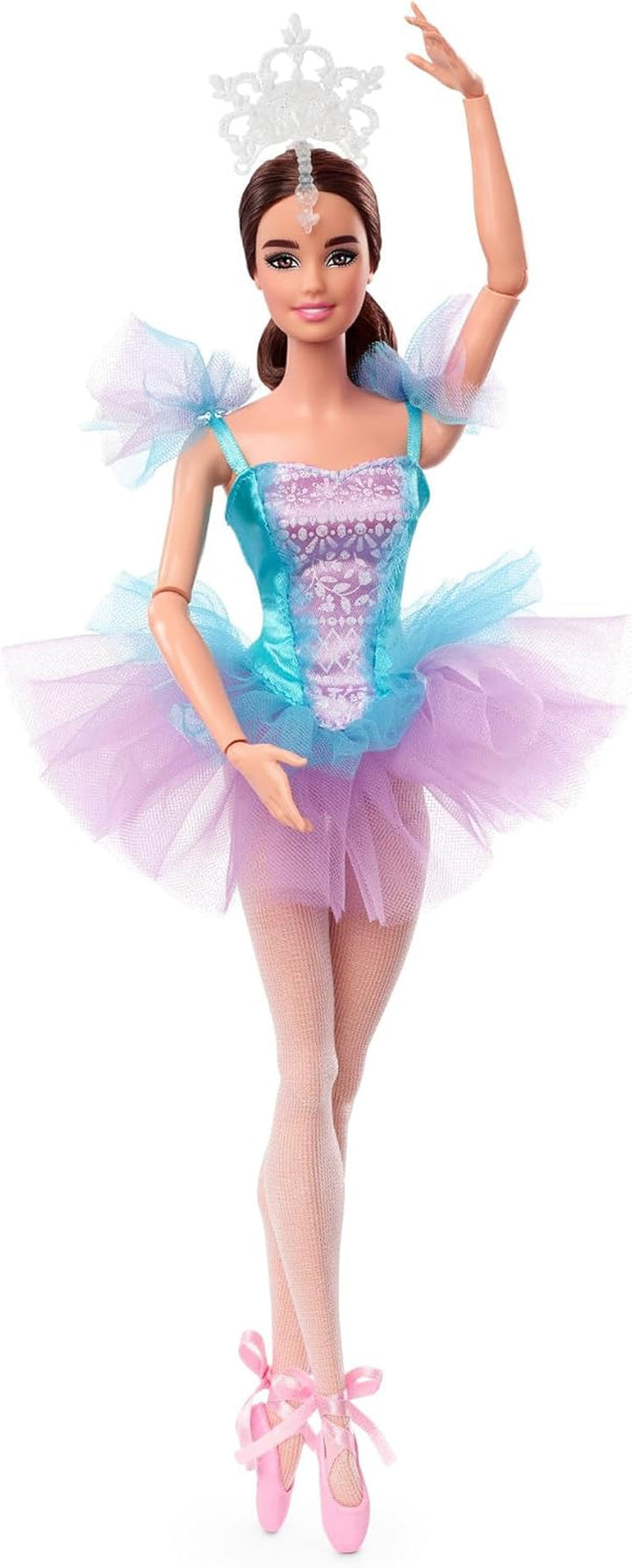 Păpușă Barbie Signature Ballet Wishes (brunetă, aprox. 30 cm), mobilă, cu costum de balerină, tutu, pantofi de vârf și diademă, cadou pentru copii cu vârsta peste 6 ani, JCW44