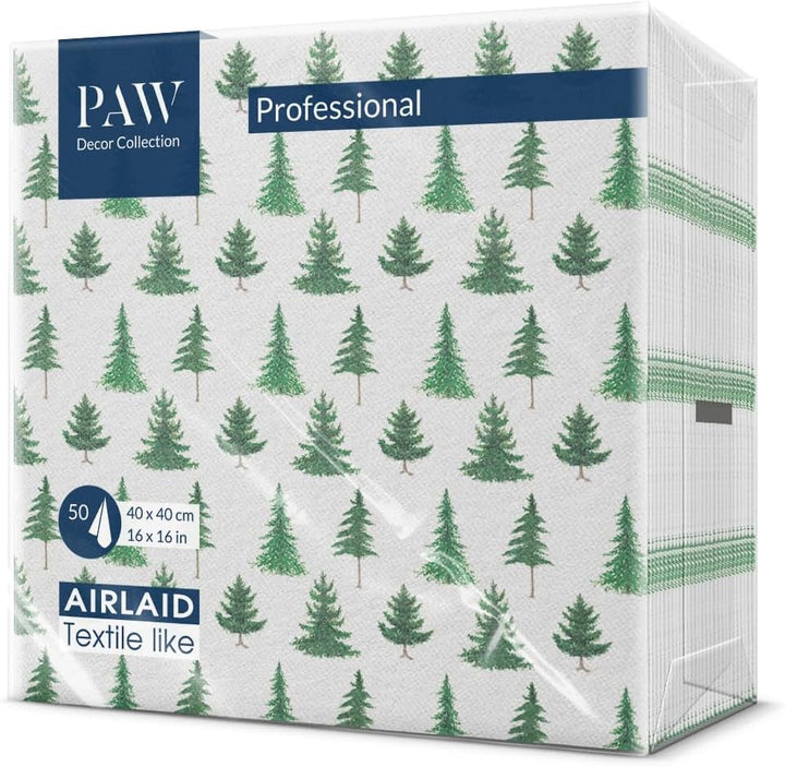 PAW - Șervețele Airlaid (40 X 40 Cm) I 50 Bucăți I Perfect pentru Crăciun, Iarnă, Sărbători I Decorațiuni de masă pentru Ajunul Crăciunului I Șervețele Airlaid Fabric-Like Winter Branches I Winter Branches