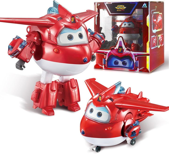 Auldey EU740283 Super Wings Transformer Figura JETT Supercharge 12 Cm, Colorat