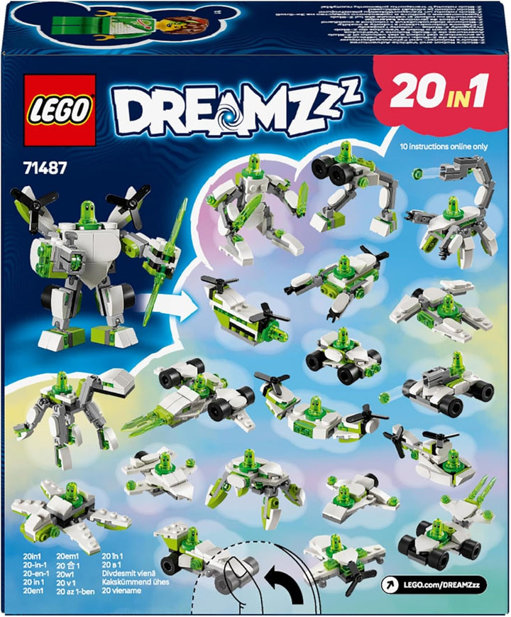 LEGO Dreamzzz Z-Blob's Robot and Vehicle Adventure, 20-in-1 Toy Mech, pentru fete și băieți, copii cu vârsta de peste 7 ani, Playset Fantasy cu Mateo Minifigure, 20 versiuni de Z-Blob 71487