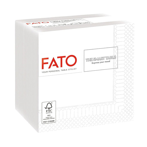 , Șervețele de hârtie de unică folosință, ideale pentru aperitive și cocktailuri, pachet de 100 de șervețele, dimensiune 24X24, pliate 4 ori, 2 straturi, albe, 100% hârtie din celuloză pură, certificate Fsc (pachet de 6)