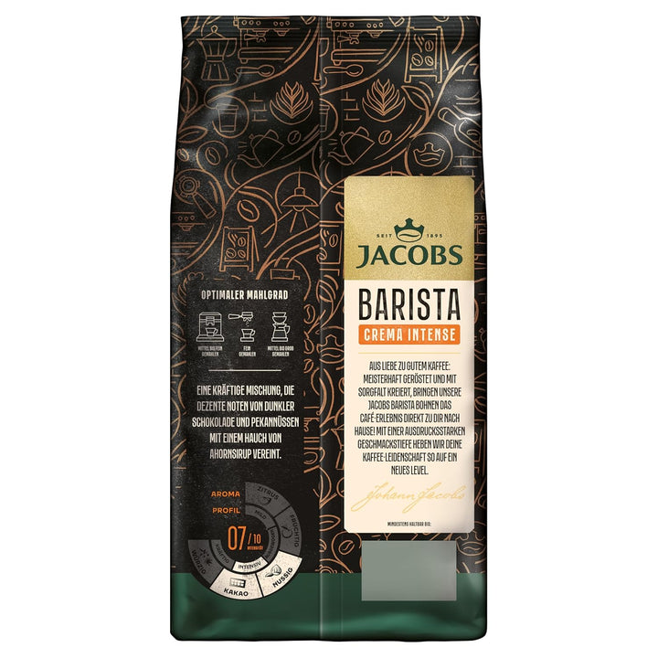 Jacobs Barista Crema Intense Kaffeebohnen 1Kg – Intensiv, Dunkle Schokolade & Pekannüssen, Arabica & Robusta Bohnen, Intensität 7/10, Ideal Für Café Crema