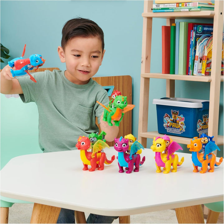 Paw Patrol, Rescue Knights Rubble și Dragon Blizzie set de figurine de acțiune, jucărie potrivită pentru copii cu vârsta de 3 ani și peste