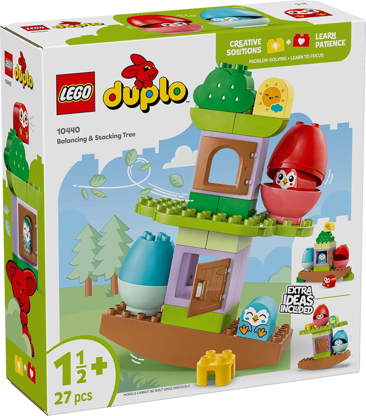 Copac LEGO DUPLO pentru echilibrare și stivuire, jucărie pentru dezvoltare, set de construcție pentru copii începând cu 18 luni, jucărie creativă pentru copii, jucărie educativă cu 2 păsări de jucărie 10440