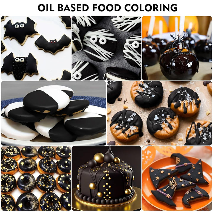 Fettlösliche Lebensmittelfarbe Für Schokolade - 60Ml Ölbasis Lebensmittelfarben Für Fondant, Torten Dekoration, Backen - Flüssige Food Coloring Für Kakaobutter, Buttercream, Kuchen (Schwarz)