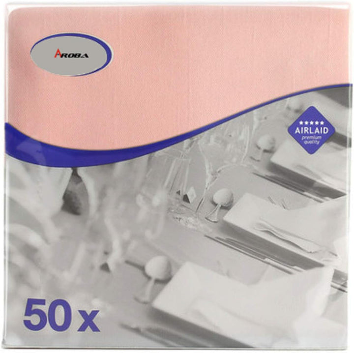 50 șervețele Aroba Airlaid Aspect textil 19 CULORI 40X40 Cm 1/4 fold Șervețele de nuntă de înaltă calitate, aspect textil, pentru aniversări hotel catering sărbători Crăciun nuntă roz