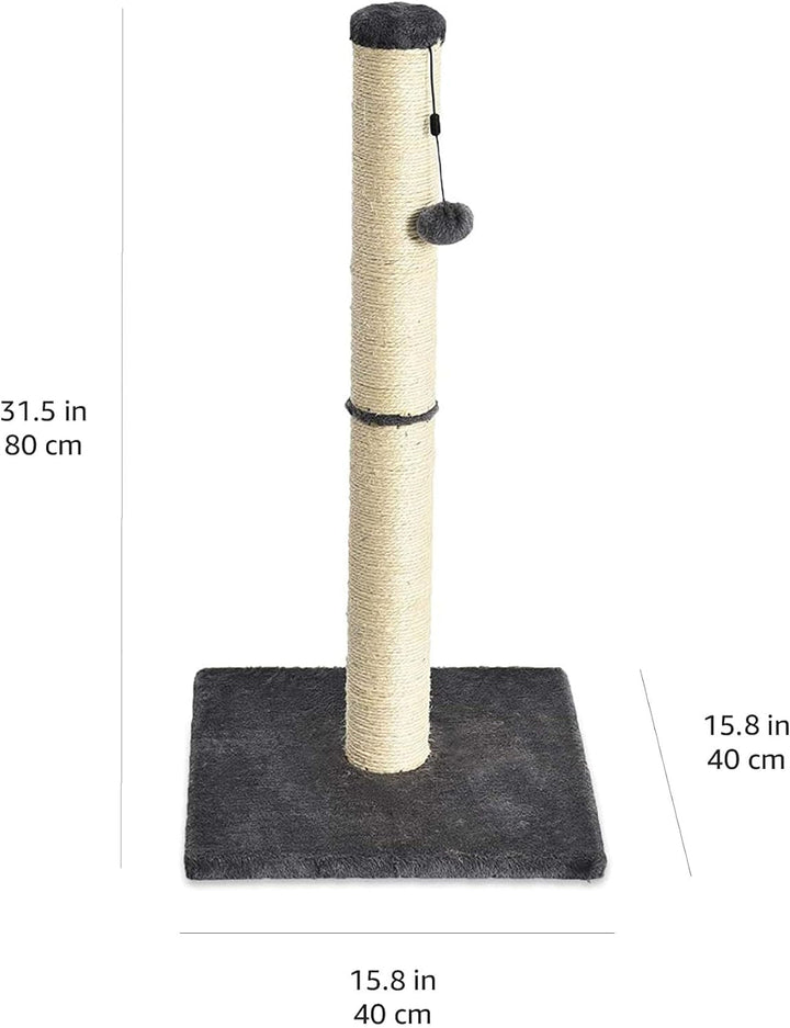 Suport pentru pisici Amazon Basics, dimensiune medie, 40,01 x 40,01 x 80,01 cm, gri