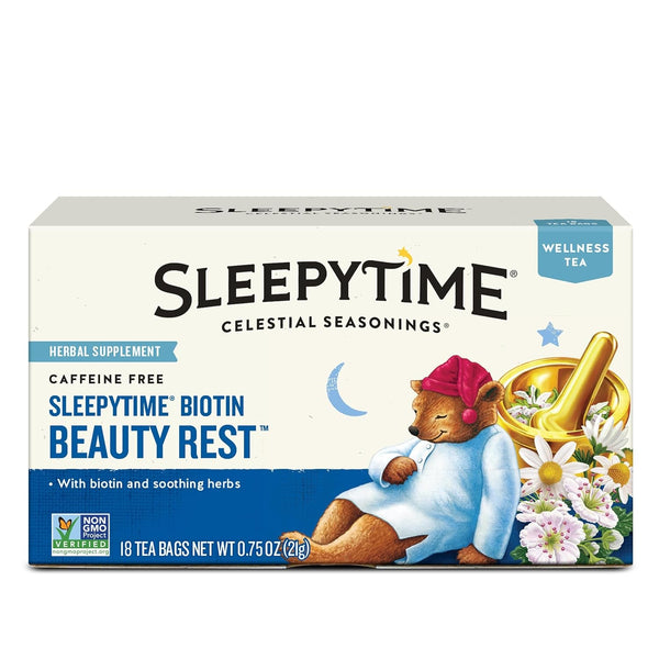 Sleepytime Biotin Beauty Rest Tea, 18 Tea Bags Box Tea USA Naty Shop Sleepytime Biotin Beauty Rest 18 Count (Pack Of 1)