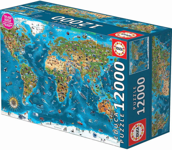 Educa - Minunea lumii, puzzle jigsaw 12000 piese adulți și copii de la 14 ani, harta lumii (19057)