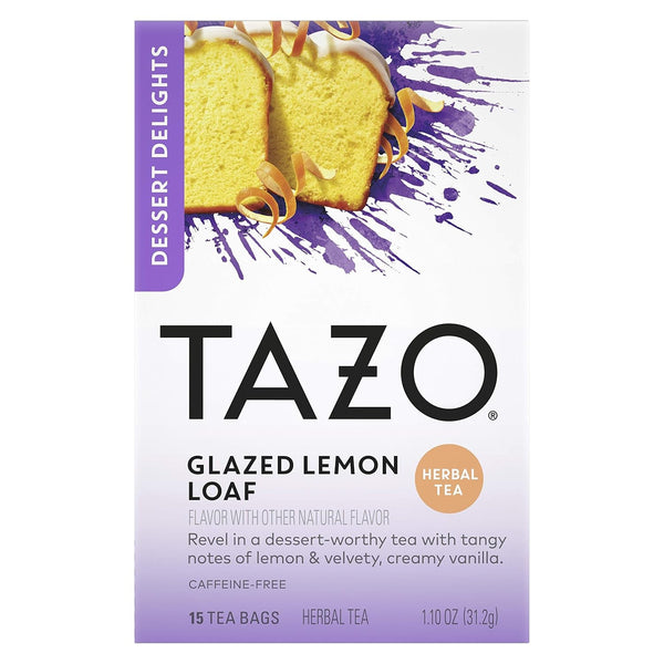 Glazed Lemon Loaf Dessert Delights Herbal Tea Bags, Caffeine Free, 15 Total Tea Bags Tea USA Naty Shop 15 Count (Pack Of 1)