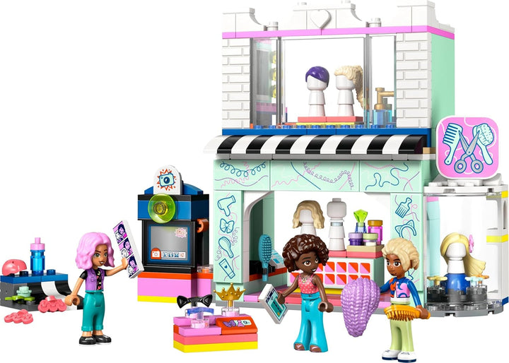 Salon de coafură LEGO Friends, set de construit și jucat pentru jocuri de rol creative, jucărie de construit, cadou pentru fete cu vârsta de peste 7 ani, 3 minifigurine de personaje pentru jocuri de rol 42662