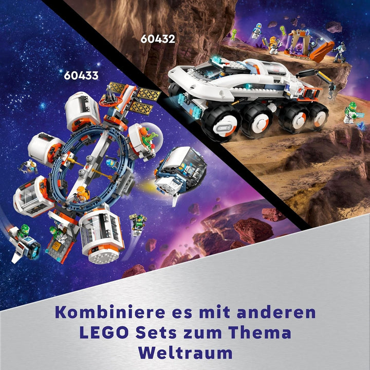 LEGO City Space Base cu rampa de lansare, stație spațială de jucărie cu vehicul spațial și navă spațială pentru copii, set cu 6 minifigurine, roboți și extratereștri, cadou pentru băieți și fete 60434