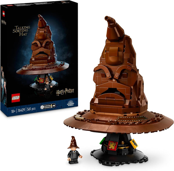 LEGO Harry Potter Pălăria vorbitoare, model Hogwarts pentru adulți, cadou de film pentru femei, bărbați, mamă și tată, cu 31 de combinații de sunete aleatorii, te sortează în casa ta Hogwarts 76429