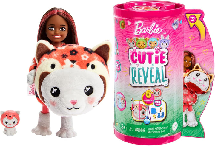 BARBIE Cutie Reveal Doll - păpușă Chelsea cu 6 surprize și distracție cu schimbarea culorilor, iepuraș în costum de pluș Koala, jachetă din fleece cu model la modă, pentru copii de la 3 ani, HRK31