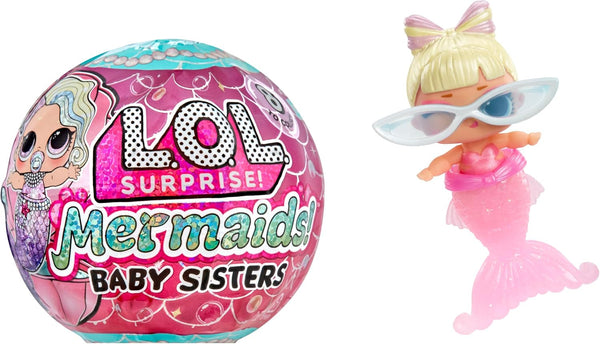 L.O.L. Surpriză! Mermaids Baby Sisters - Cu cozi care își schimbă culoarea, Selecție surpriză, Conține 1 păpușă cu accesorii drăguțe, Colecționează toate cele 8 păpuși, Pentru copii cu vârsta de 4 ani și peste
