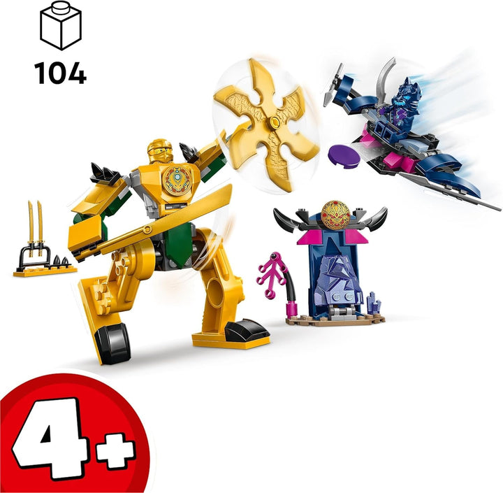 LEGO NINJAGO Arin's Battle Mech, jucărie Ninja pentru copii cu vârsta de peste 4 ani Cu figuri Incl. Arin cu mini katana, figurine de acțiune și mech-uri, cadou mic pentru băieți și fete 71804