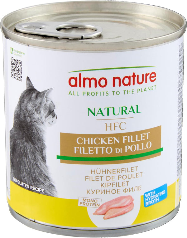 Almo Nature HFC Natural - Hrană umedă pentru pisici adulte - File de pui - de calitate umană, fără gluten și monoproteină - 280G, pachet de 12
