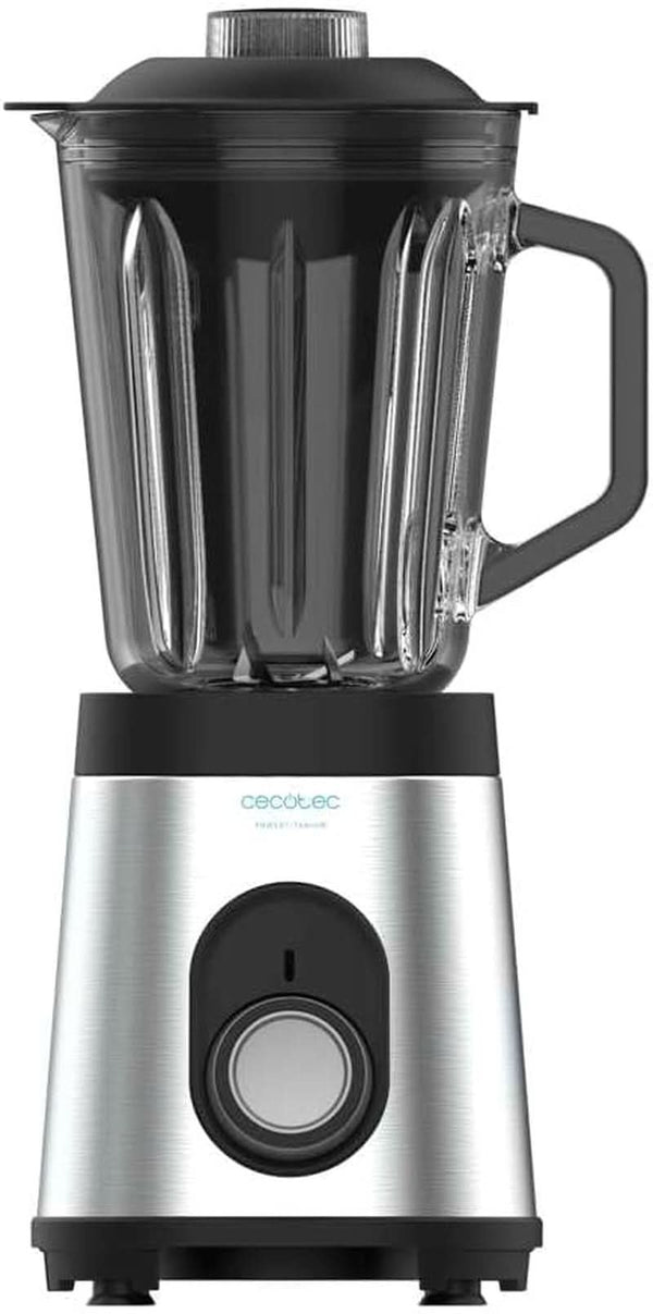 Cecotec Mixer Glas Power Schwarz Titan 1000 INOX. 1000 W, Edelstahlgehäuse, 6-Blatt-Blatt Mit Schwarzer Titanbeschichtung, 1,5-L-Glaskrug, 5 Geschwindigkeiten [Energieeffizienzklasse a +]