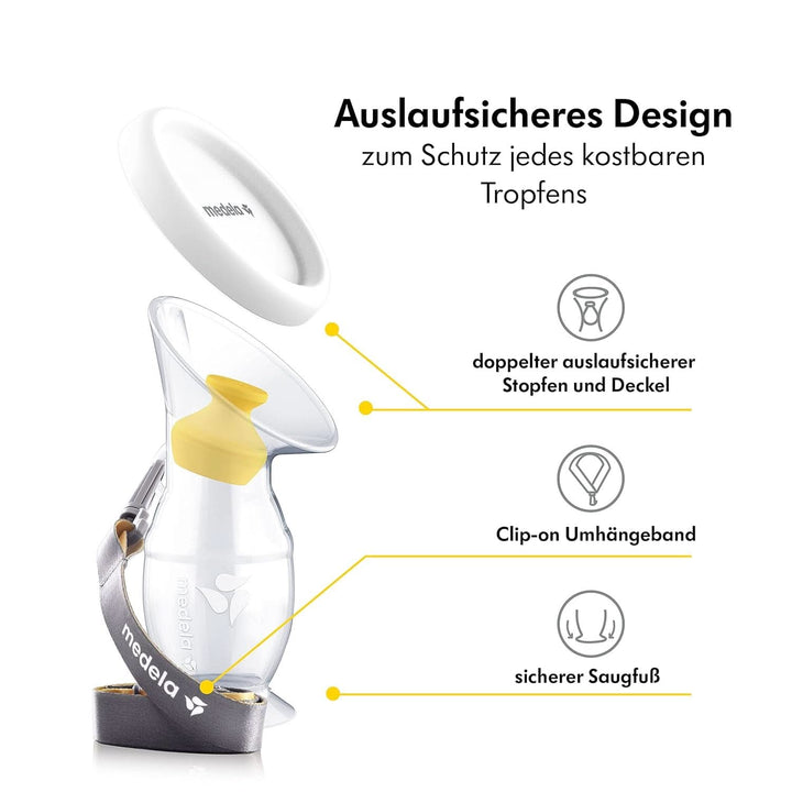 Medela Muttermilch-Auffangbehälter Für Stillende Mütter, Milch-Auffänger Aus Silikon, Milch-Auffänger Mit Saugfuß Und Deckel Zur Aufbewahrung Für Das Tägliche Stillen, 101044201, Transparent