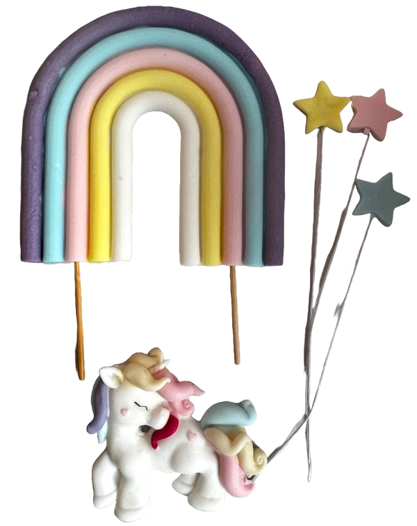 Lot de 5 décorations comestibles en pâte à sucre, Licorne