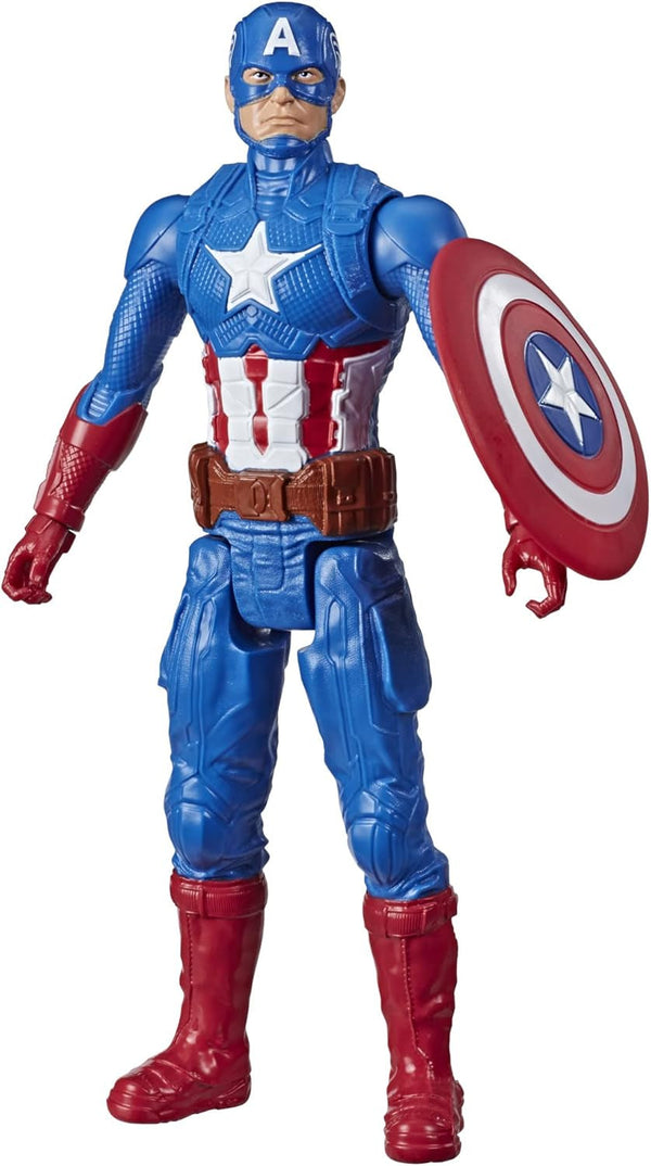 Marvel Avengers Titan Hero Series Blast Gear Captain America Action Figure, jucărie mare de 30 cm, pentru copii cu vârsta peste 4 ani, albastru