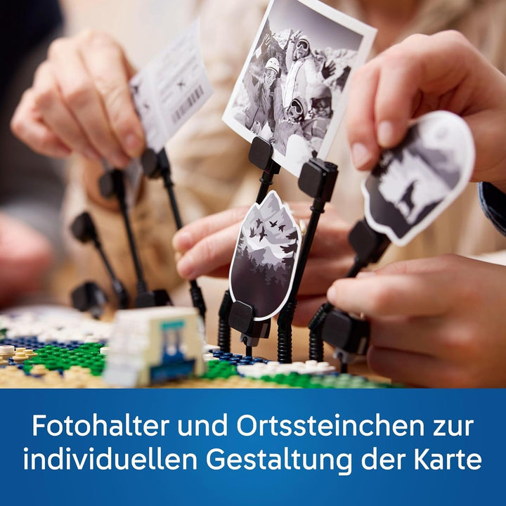 Amintiri de călătorie LEGO, harta lumii de jucărie, set de construit și jucat pentru fete și băieți, cadou pentru familiile care iubesc aventura și călătoriile, activitate creativă, de colecție 41838