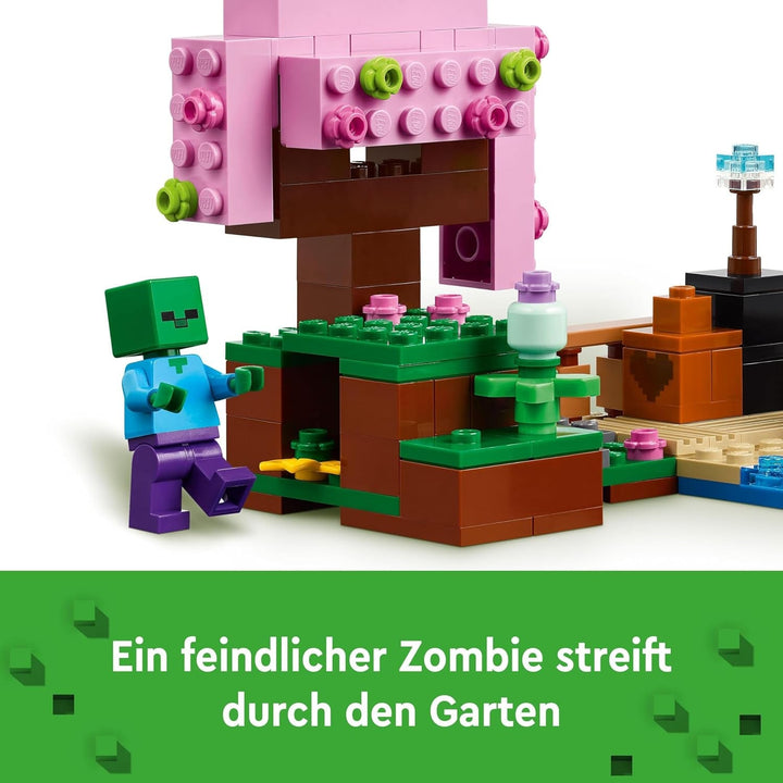 LEGO Minecraft Livada de cireși în floare, grădină de jucărie de explorat cu Sunny, Sniffer, Zombie și albine, cadou pentru gameri, pentru băieți și fete de la 8 ani 21260