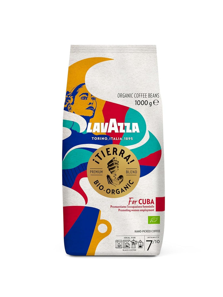 Lavazza, Tierra for Africa, 100% Bio Kaffeebohnen, Ideal Für Espressomaschinen, Kräftiger Und Vollmundiger Geschmack, Intensität 9/10, Aromen Von Nüssen, Mittlere Röstung, 1 Kg Packung