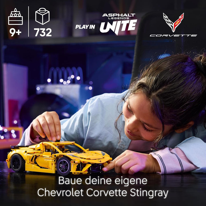LEGO Technic Chevrolet Corvette Stingray - Jucărie de construit pentru colecționat - Mașină sport de jucărie - Model de mașină - Cadou pentru băieți și fete de la 9 ani care iubesc mașinile de jucărie 42205