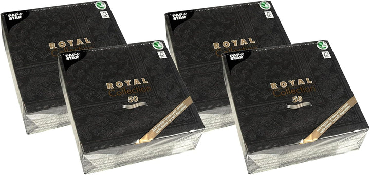 50 șervețele ROYAL Collection 1/4-fold 40 X 40 negru "Ornamente"