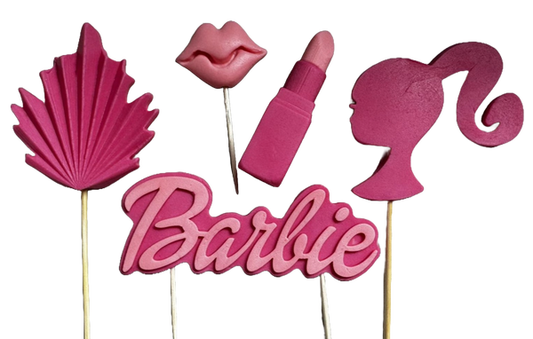 Set 5 decoratiuni comestibile din zahar, Barbie - Naty Shop 