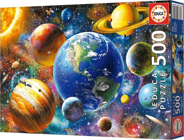 Educa - Puzzle 500 piese pentru adulti | Sistem solar, puzzle 500 piese pentru adulti si copii de la 11 ani, planete, spatiu, spatiu (18449)
