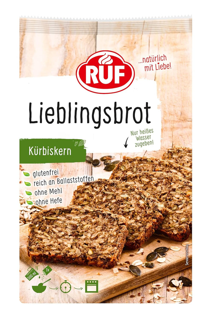 RUF Lieblingsbrot Protein, Brot-Backmischung, Brotmischung, Brotteig-Mischung, Proteinreiches Brot, Glutenfrei, Ohne Mehl & Hefe, 1 X 500G