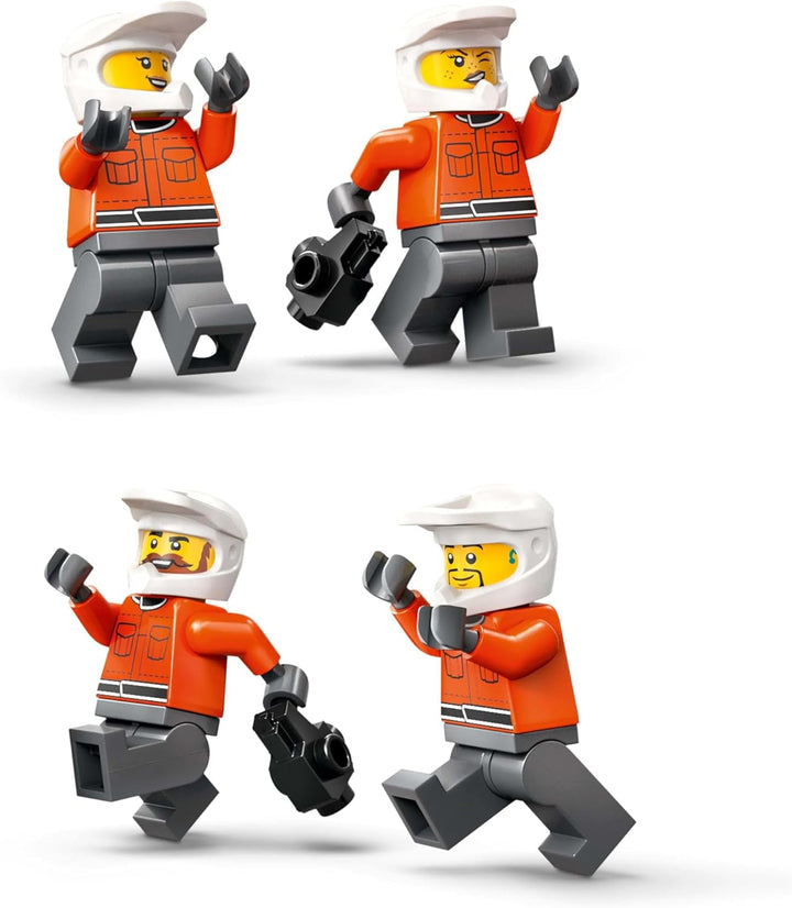 LEGO City F1 Pit Stop cu echipa și Ferrari Speedster - Set Formula 1 Pit Stop cu 1 pilot de curse și 4 minifigurine mecanice - Jucărie pentru mașini de curse pentru băieți și fete peste 6 ani - 60443