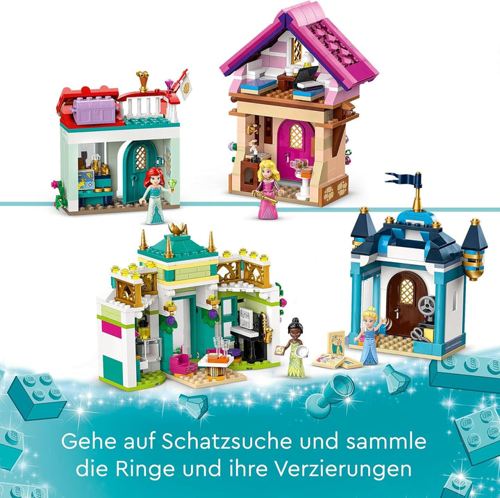 LEGO Disney Princess: Disney Princess Adventure Market, casă de jucărie cu 4 păpuși, inclusiv Cenușăreasa și Ariel, Playset cu harta comorii, cadou pentru fete și băieți de la 6 ani 43246