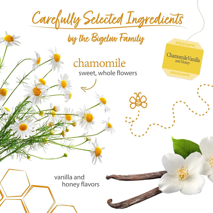 Chamomile Vanilla with Honey Herbal Teabags Box, Caffeine Free, 20 Count, Pack of 6 Tea USA Naty Shop