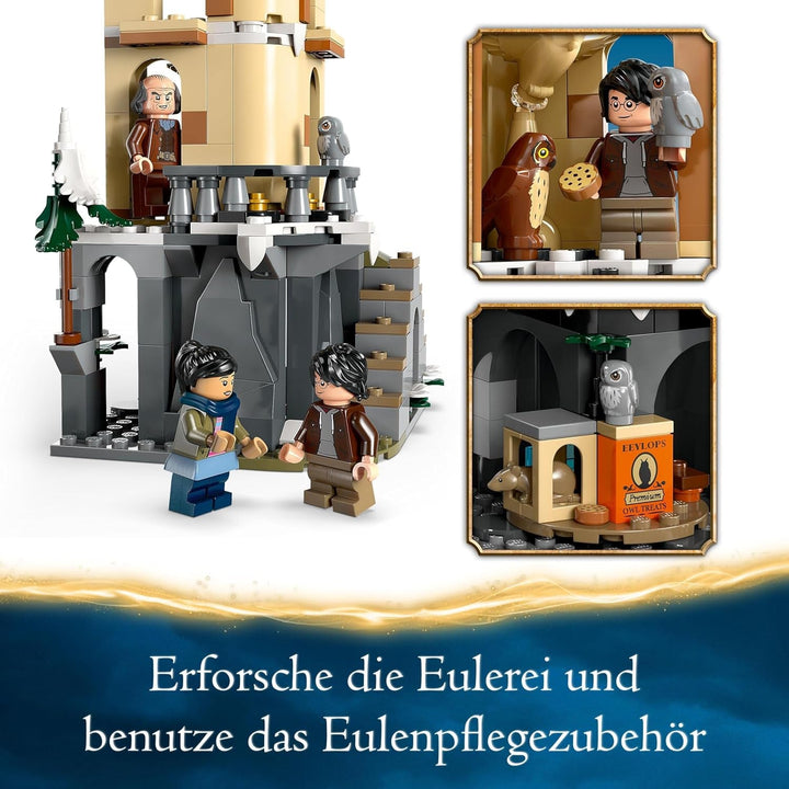 LEGO Harry Potter Owlery la Castelul Hogwarts, set de aventură cu animale de jucărie și 3 mini figurine, jucărie pentru film pentru copii, cadou pentru fete, băieți și toți fanii de la 8 ani 76430