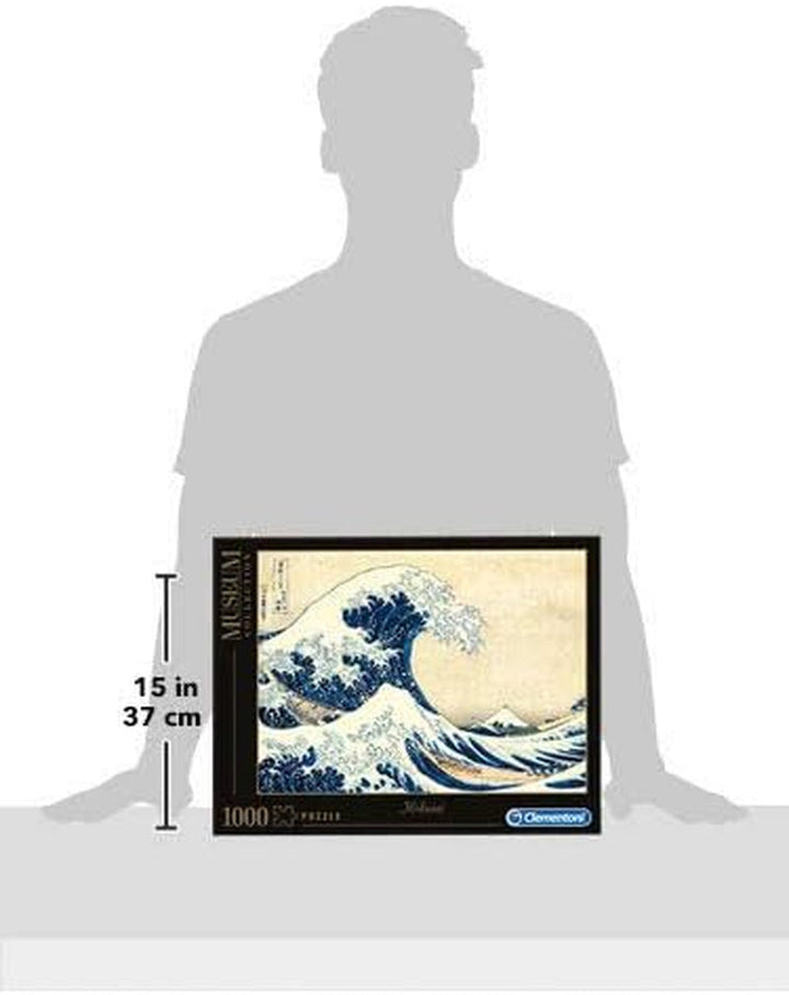 Clementoni 39378 Hokusai - Marele val - Puzzle 1000 piese, Colecție muzeu, Joc de îndemânare pentru întreaga familie, Joc de întindere colorat, Puzzle pentru adulți de la 14 ani