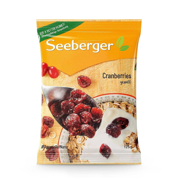 Seeberger Cranberries, Merișoare canadiene înjumătățite, fructate și dulci, 13 x 125 grame