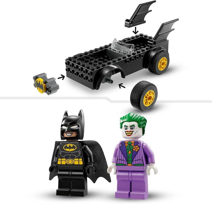 LEGO 76264 DC Chase in Batmobil: Batman Vs. Joker set de mașini de jucărie, Set de pornire pentru supereroi cu 2 minifigurine, Jucărie pentru copii preșcolari, băieți, fete cu vârsta peste 4 ani, Rapid de asamblat