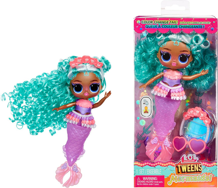 L.O.L. Surprise! Tweens - Sirena Lola Waves - păpușă la modă cu coadă care își schimbă culoarea, aripioară mobilă și accesorii frumoase - jucărie pentru copii și colecționari de la 4 ani