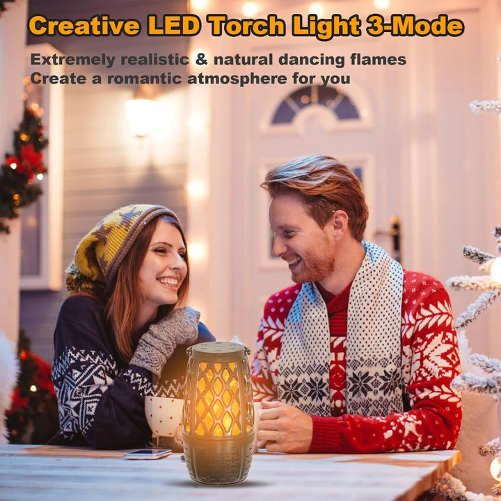 Outdoor Bluetooth Speaker with Light, Decor, Tech Gadget Cool Stuff, Sync up to 100 Wireless Portable Speaker with Wall Mount/Stake/Hook, Waterproof for Patio/Yard/Party/Camping, 2 Pack