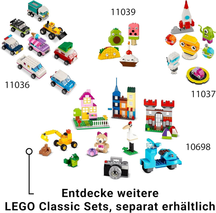 LEGO Classic Creative Dinosaurs, set de construcție cu modele și figuri de animale realizate din cărămizi, experiență de joacă imaginativă, cadou pentru băieți și fete de la 5 ani, inclusiv T.Rex și Triceratops 11041