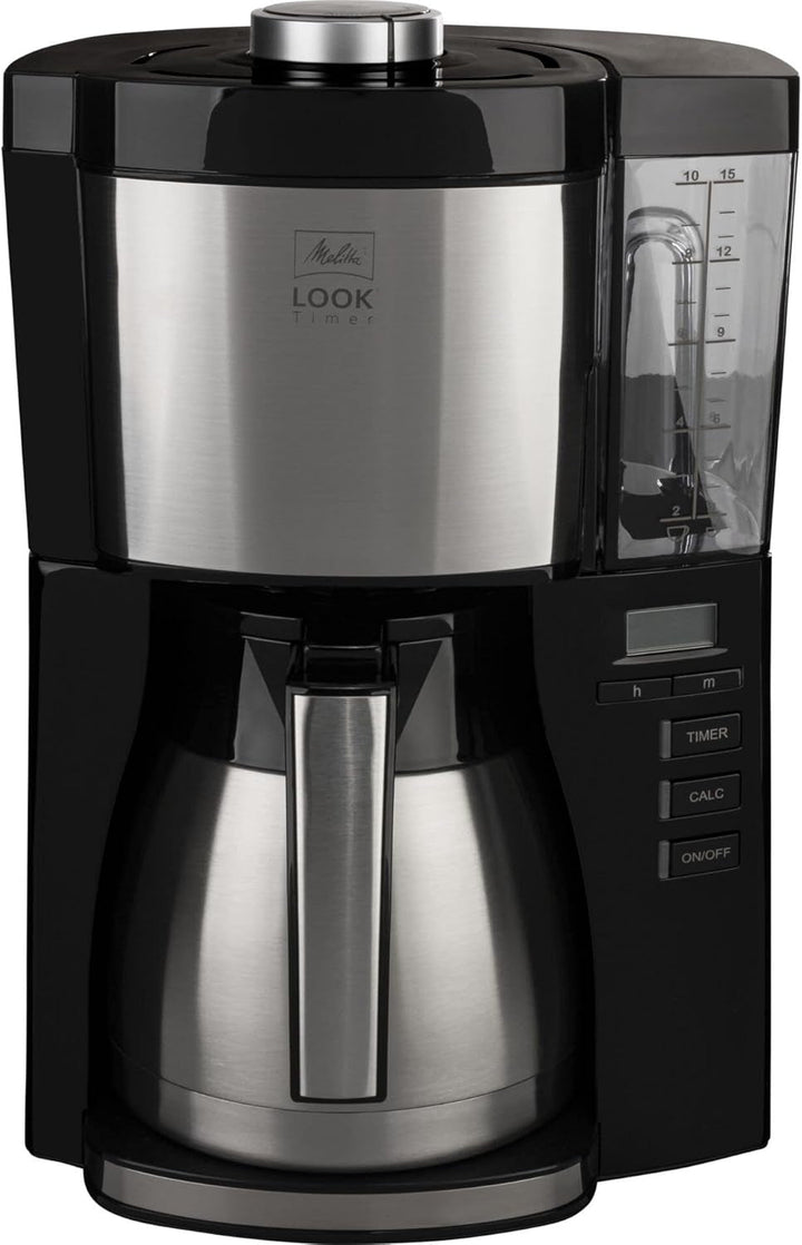 Melitta Look Timer - Cafetieră cu filtru - Ulcior termo - Funcție temporizator - Stop picurare - 10 cești - Negru (1025-18)
