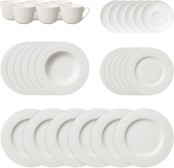 Villeroy & Boch – Twist White Geschirrset 30 Teilig Für 6 Personen, Spülmaschinenfest, Mikrowellensicher, Teller Set, Geschirr, Tafelservice, Kombiservice, Modernes Service Aus Porzellan