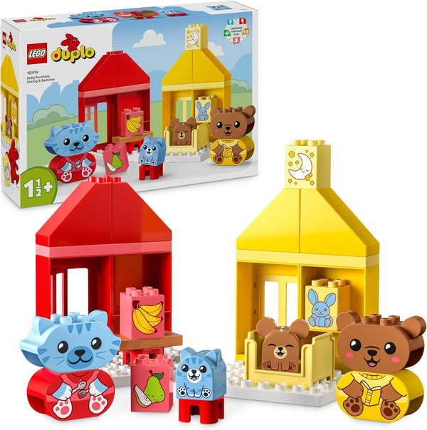 LEGO DUPLO Everyday Routines: Eating & Bedtime, jucărie de învățare pentru copii mici pentru a încuraja dezvoltarea socială și emoțională, cu 4 figuri de animale, cadou pentru copii de la 18 luni 10414