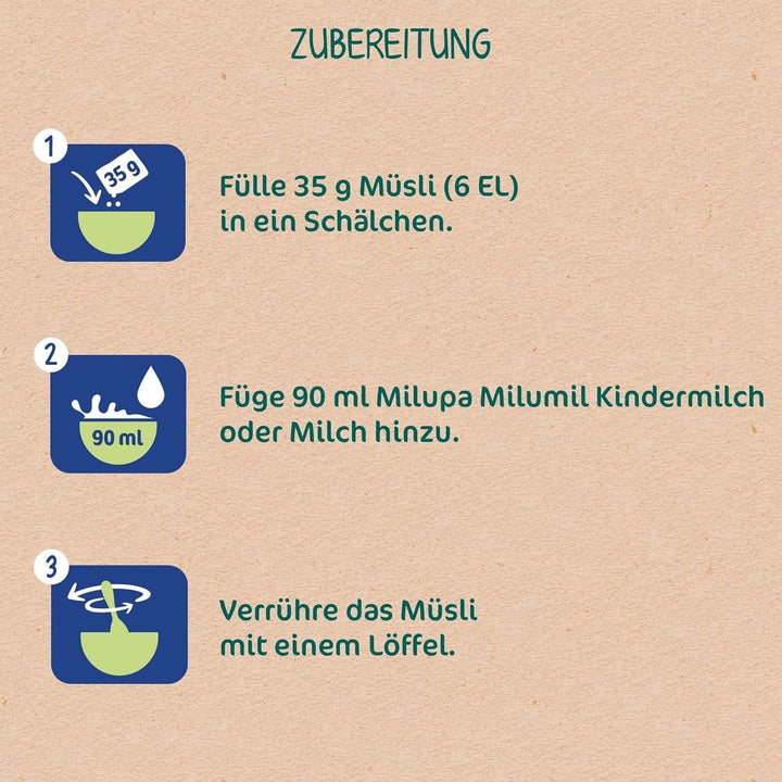 Milupa Kindermüsli Feine Früchte – Getreide Frühstück Müsli Von 1 Bis 3 Jahre, Ohne Zuckerzusatz, Babynahrung, 4 X 400G